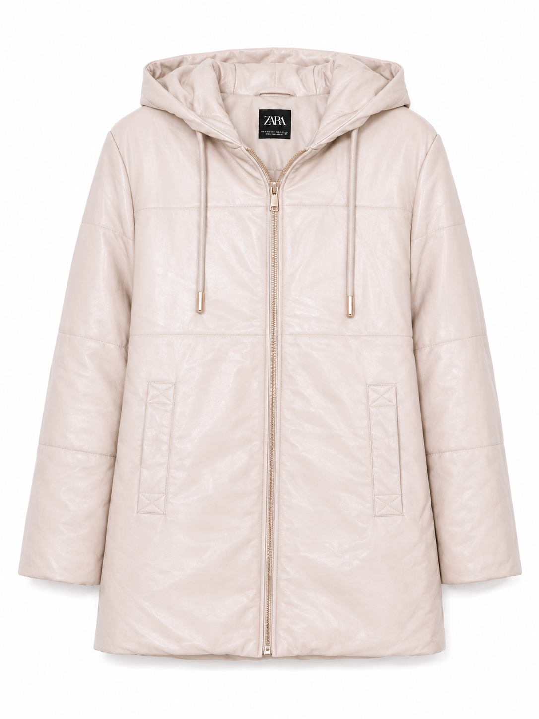 ZARA ladies synthetic leather hooded jacket Size 2XL