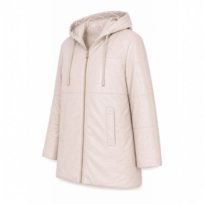 ZARA ladies synthetic leather hooded jacket Size 2XL