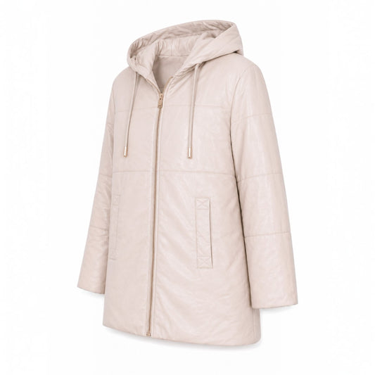 ZARA ladies synthetic leather hooded jacket Size 2XL