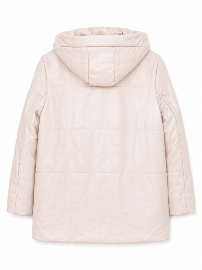 ZARA ladies synthetic leather hooded jacket Size 2XL