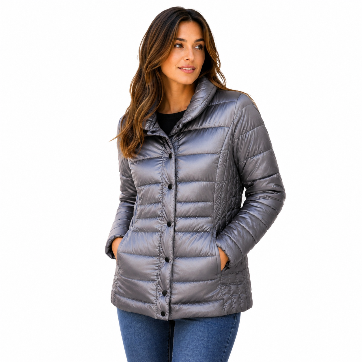 Esmara Ladies Silver Grey Puffer Jacket – Size: Medium