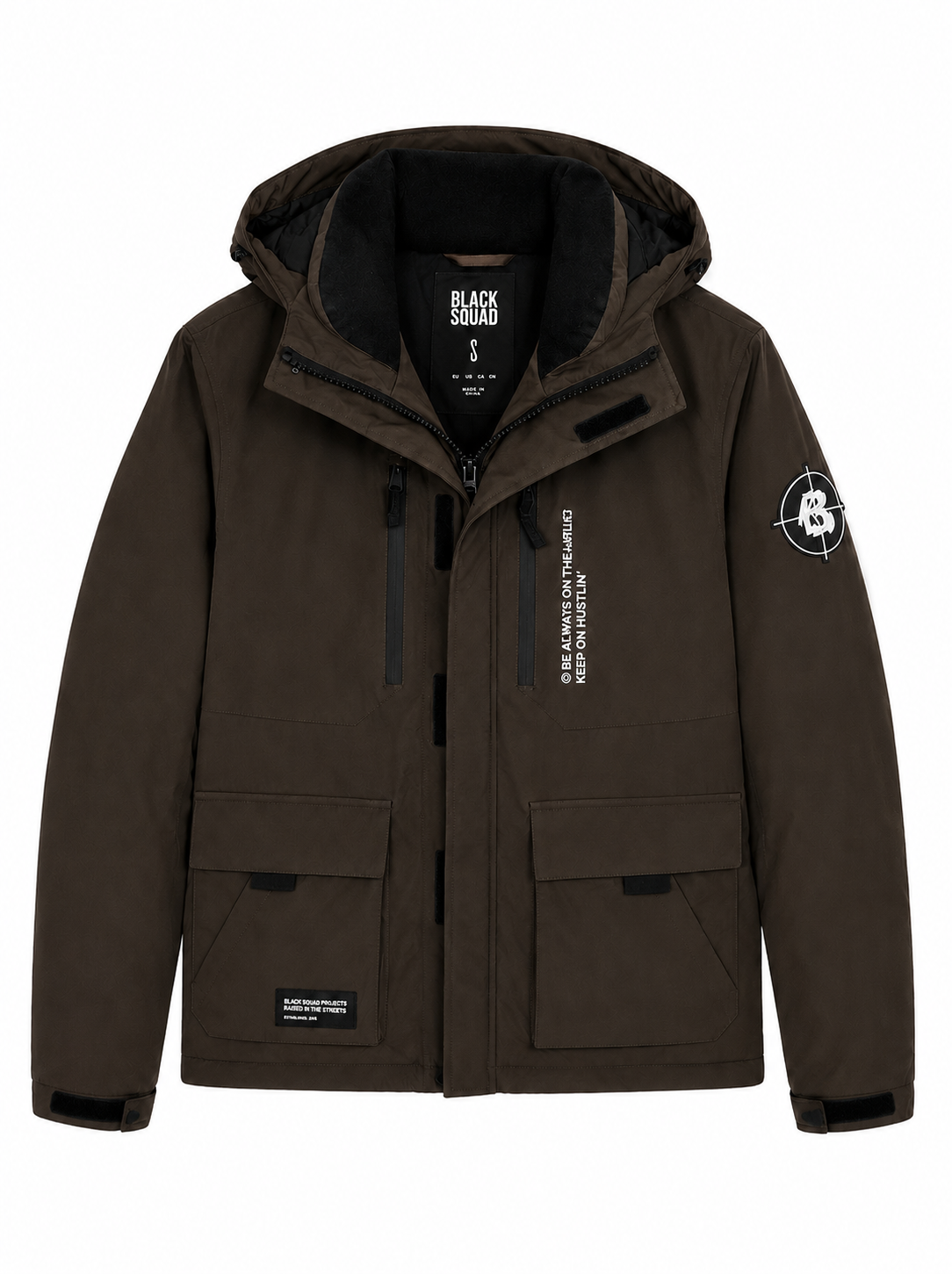 Black Squad Men's Hooded Winter Jacket – Size: Medium