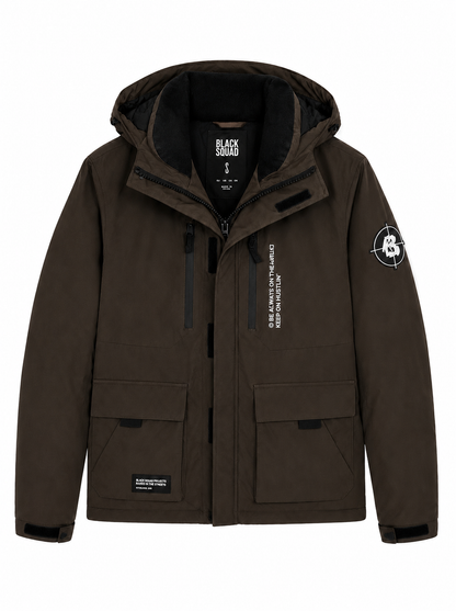 Black Squad Men's Hooded Winter Jacket – Size: Medium