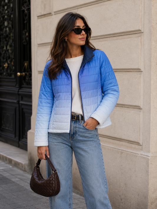 🩵 Ladies Large Ombre Puffer Jacket – Excellent Condition 🩵