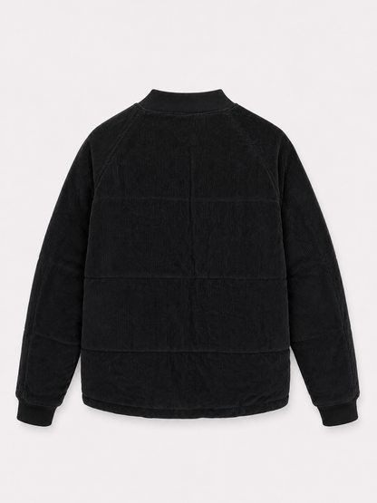 🧥 BoohooMAN Black Corduroy Bomber Jacket – Size L